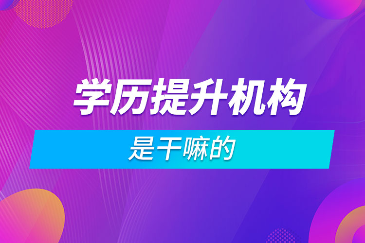 學歷提升機構(gòu)是干嘛的